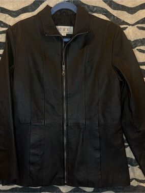 Vintage Comint Genuine Leather Jacket Black Quilted Lining M
